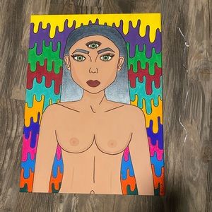 trippy alien girl painting